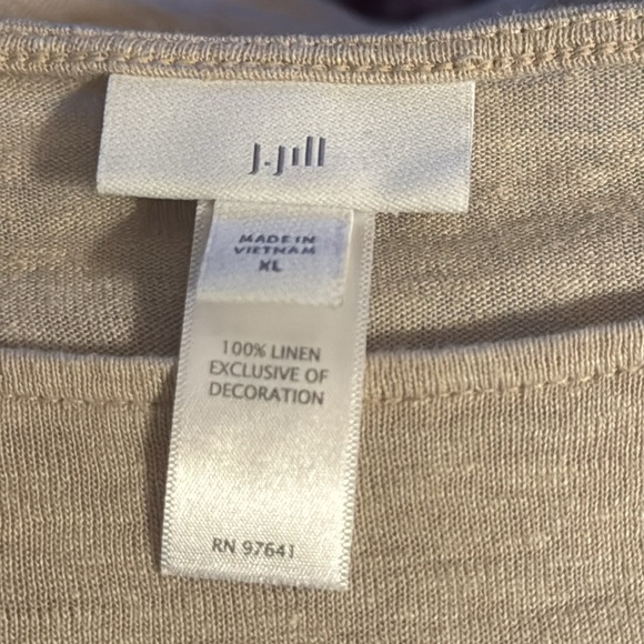 J. Jill natural 100% Linen short sleeve relaxed poncho style fringed top Sz XL - Picture 5 of 8
